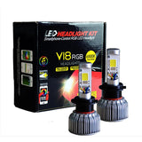 Low & High Beam LED Headlights - RGB Color Changing - 9004